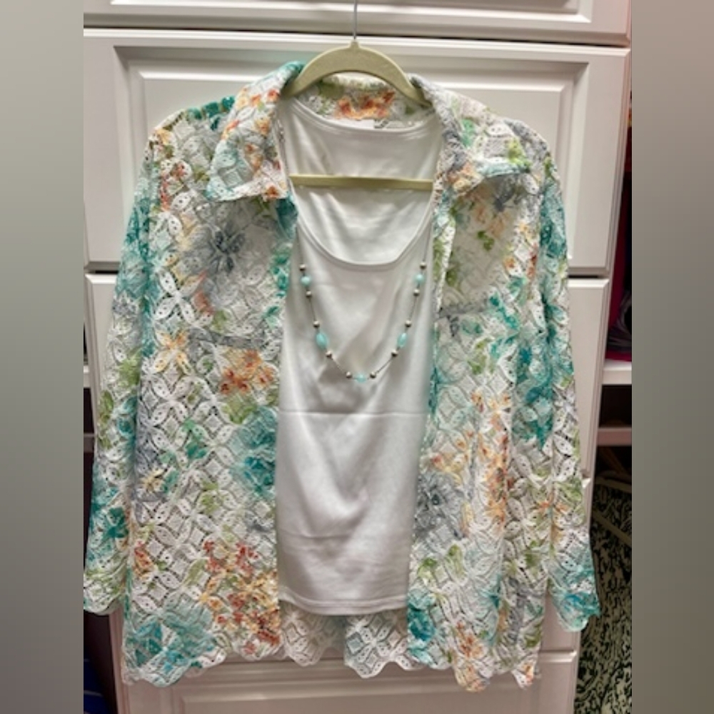 Alfred Dunner Sheer Blouse with Attached Tank